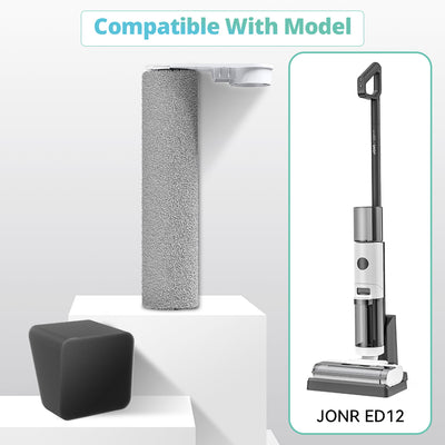 JONR Replacement Brush Roller & Sponge Filter Set for JONR ED12 Wet Dry Vacuum, Replacement Parts Accessory Kit, 1 Roller Brush+2 Filters