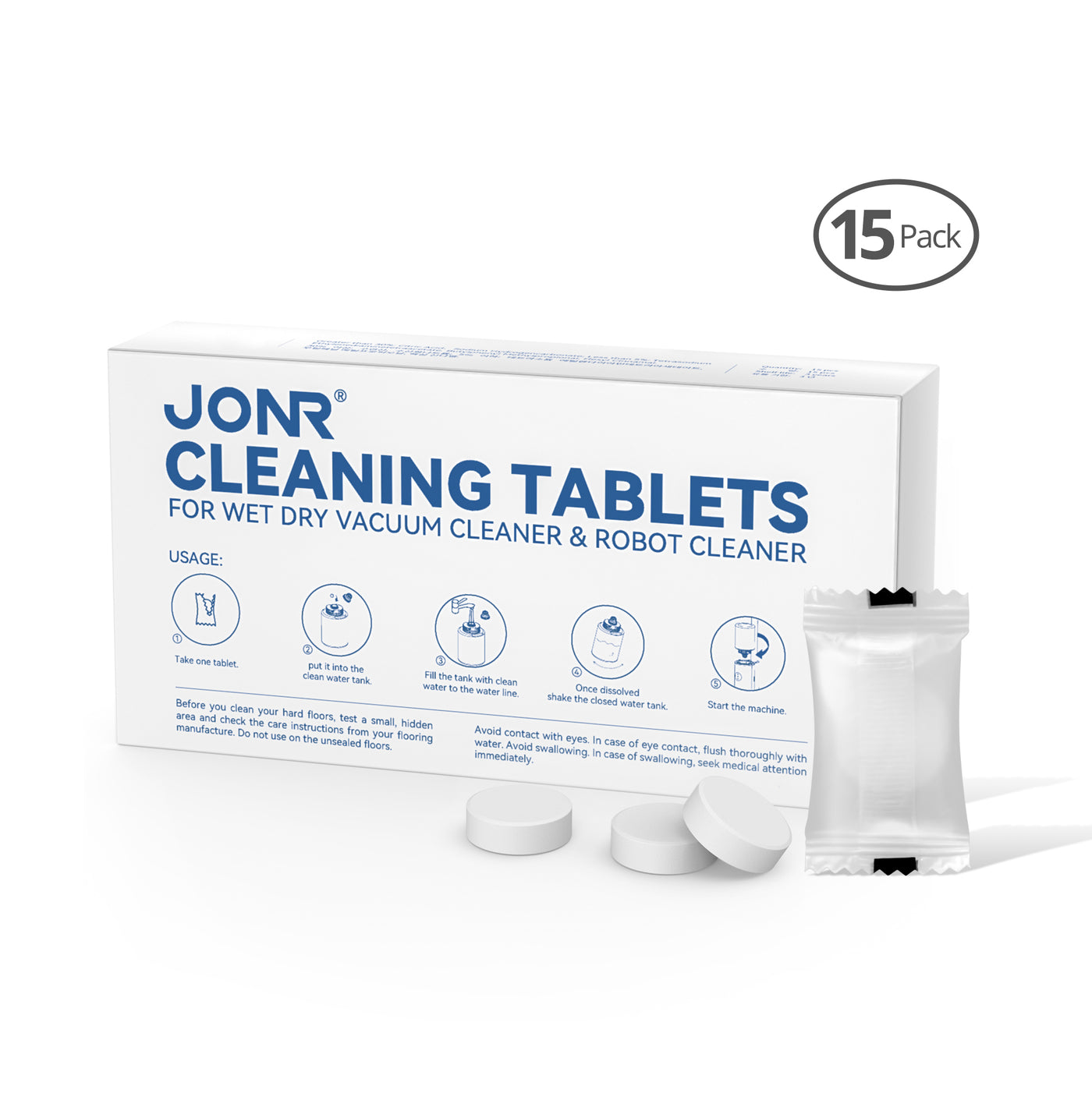 JONR Floor Cleaning Effervescent Tablets, Multi-Surface Cleaner Refills, Cleansing Tablets Compitable with Wet Dry Vacuum Mop & Robot Cleaner,