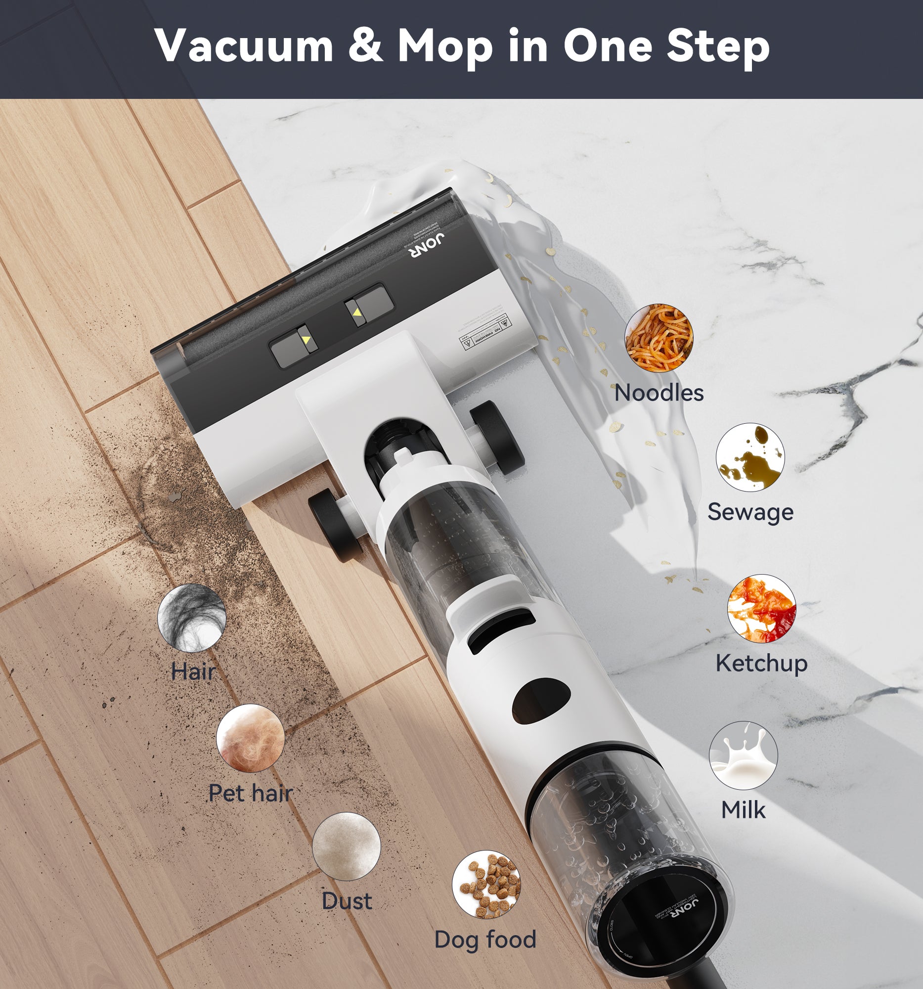 JONR ED12 Cordless Wet Dry Vacuum Cleaner and Mop for Home