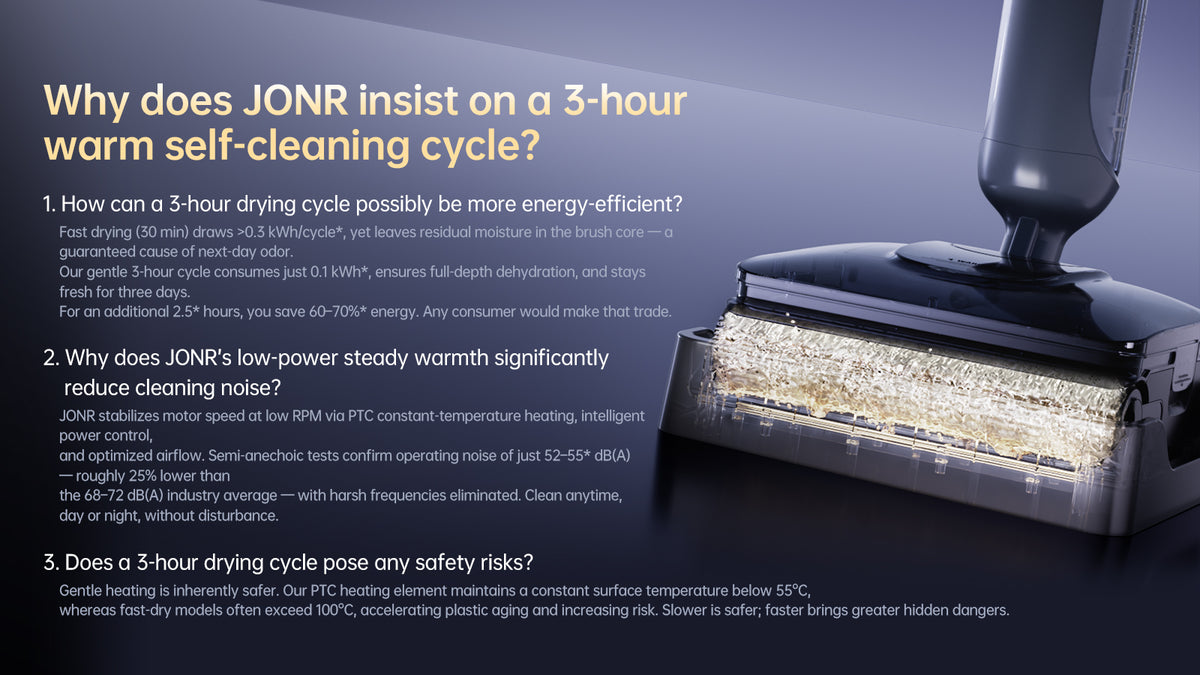 Why does JONR insist on a 3-hour warm self-cleaning cycle?