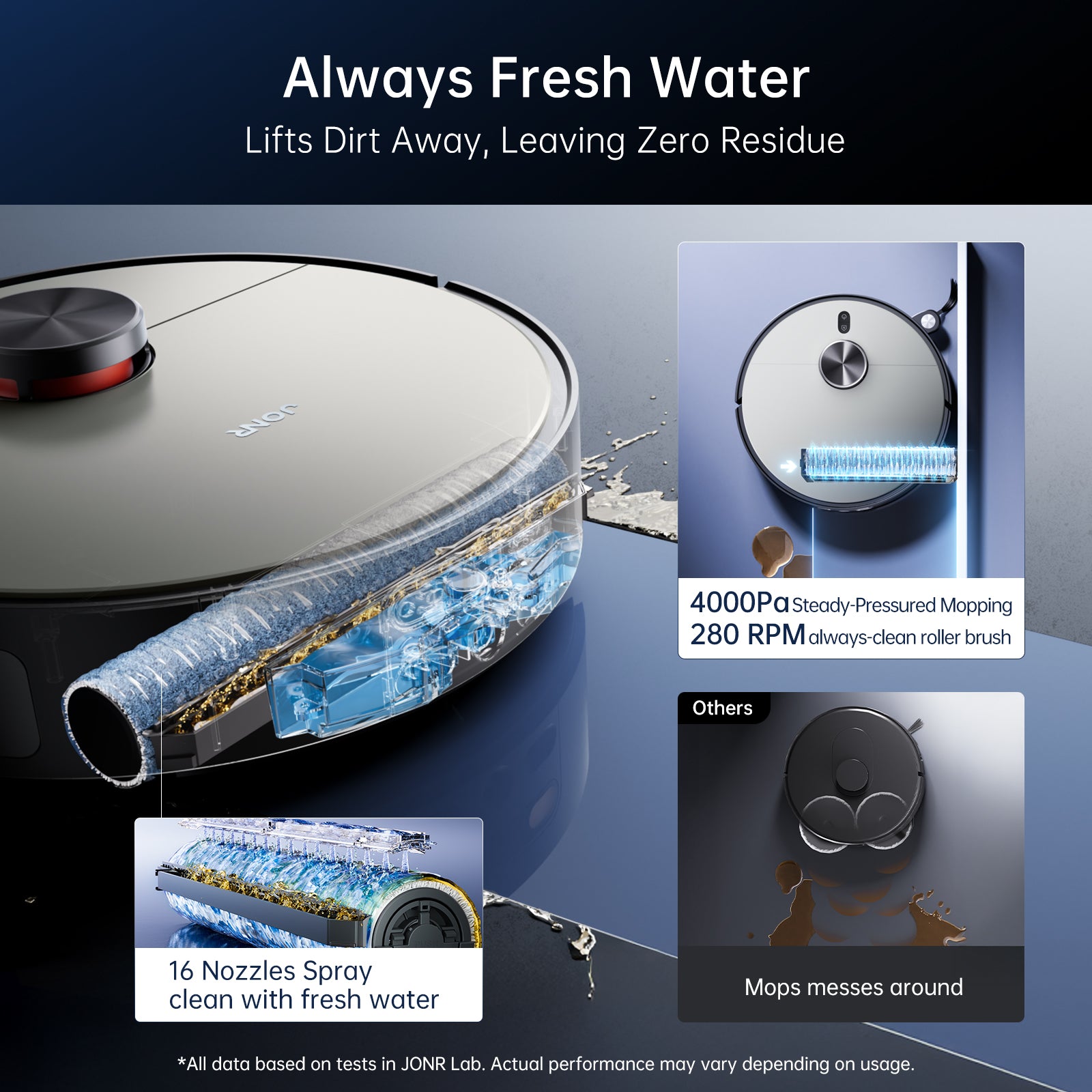 JONR X9 Pro Robot Vacuum & Mop with Mop-Wash Air-Dry Dock, KI-Hinderni