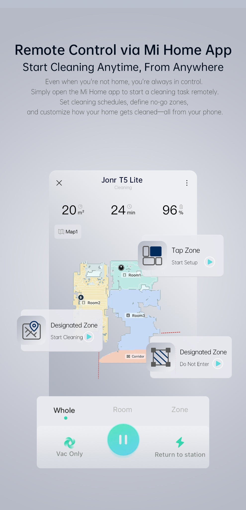 JONR T5 Lite Robot Vacuum & Mop with Mop-Wash Air-Dry Dock, Dual Rotating Mops, LDS Navigation, 4L+4L Tanks, 4,000Pa Suction, Auto Mop Lift, 2600mAh, 130-min Runtime