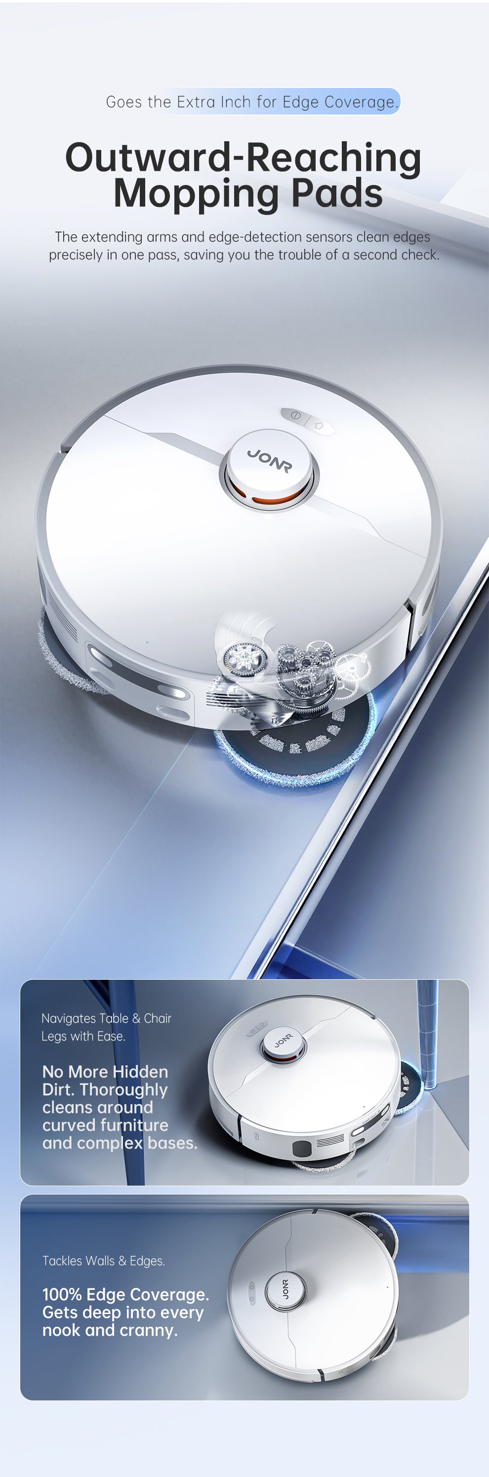 JONR T5 Pro Gen 2 Robot Vacuum and Mop with Self-Emptying Wash/Dry Dock, Dual Rotating Mops, Edge-Following Mopping & Mop Lift, LDS Navigation, 15,000Pa Suction, 5200mAh, 4L+3.5L Tanks