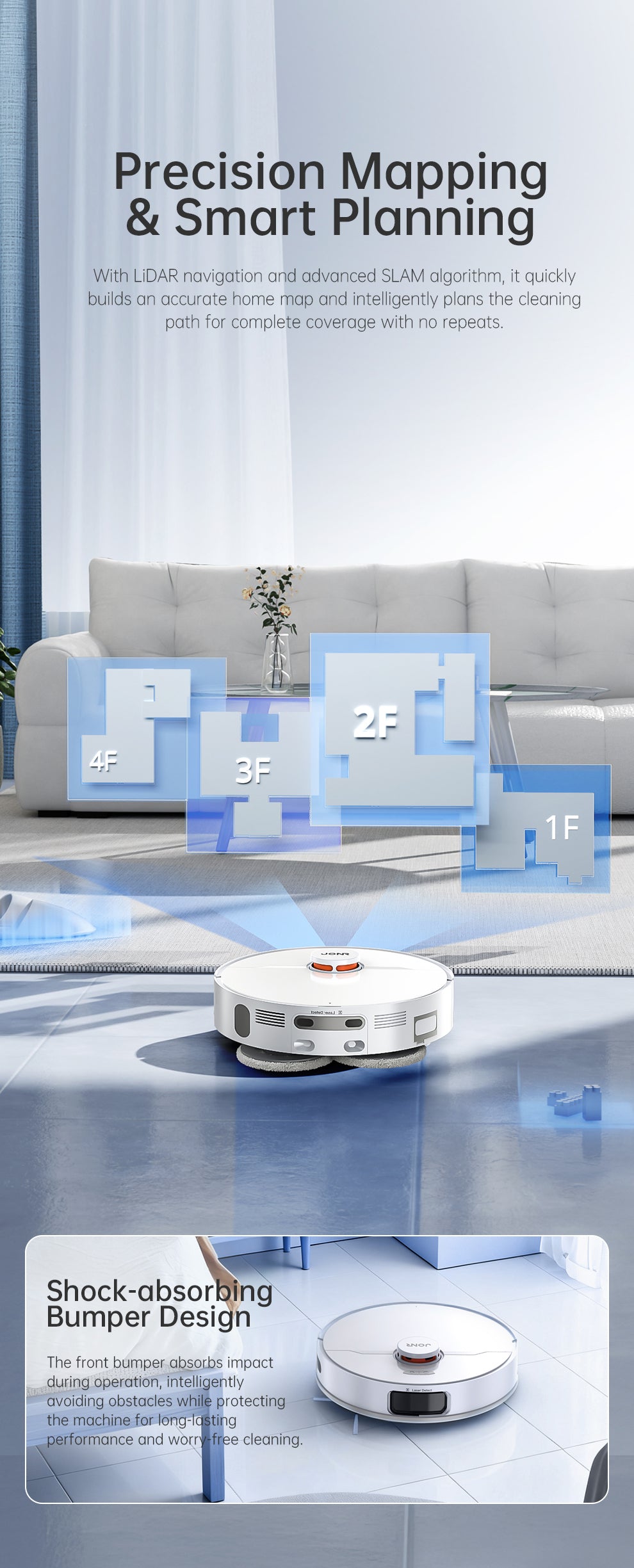 JONR T5 Pro Gen 2 Robot Vacuum and Mop with Self-Emptying Wash/Dry Dock, Dual Rotating Mops, Edge-Following Mopping & Mop Lift, LDS Navigation, 15,000Pa Suction, 5200mAh, 4L+3.5L Tanks