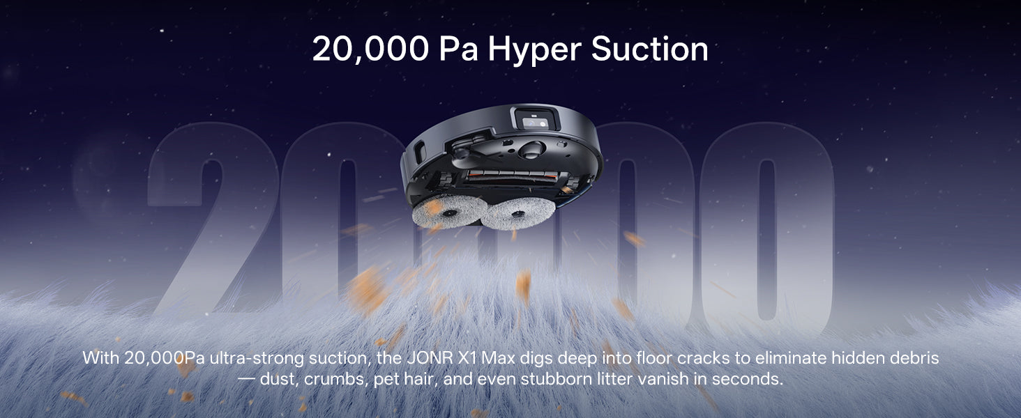 Jonr X1 Max Robot Vacuum and Mop | LiDAR Navigation | Self-Empty & Auto Mop Wash