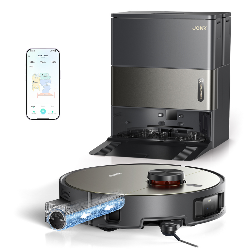 JONR X9 PRO ロボット掃除機 本体 JONR X9 Pro Robot Vacuum & Mop with Mop-Wash Air-Dry Dock, KI-Hinderni
