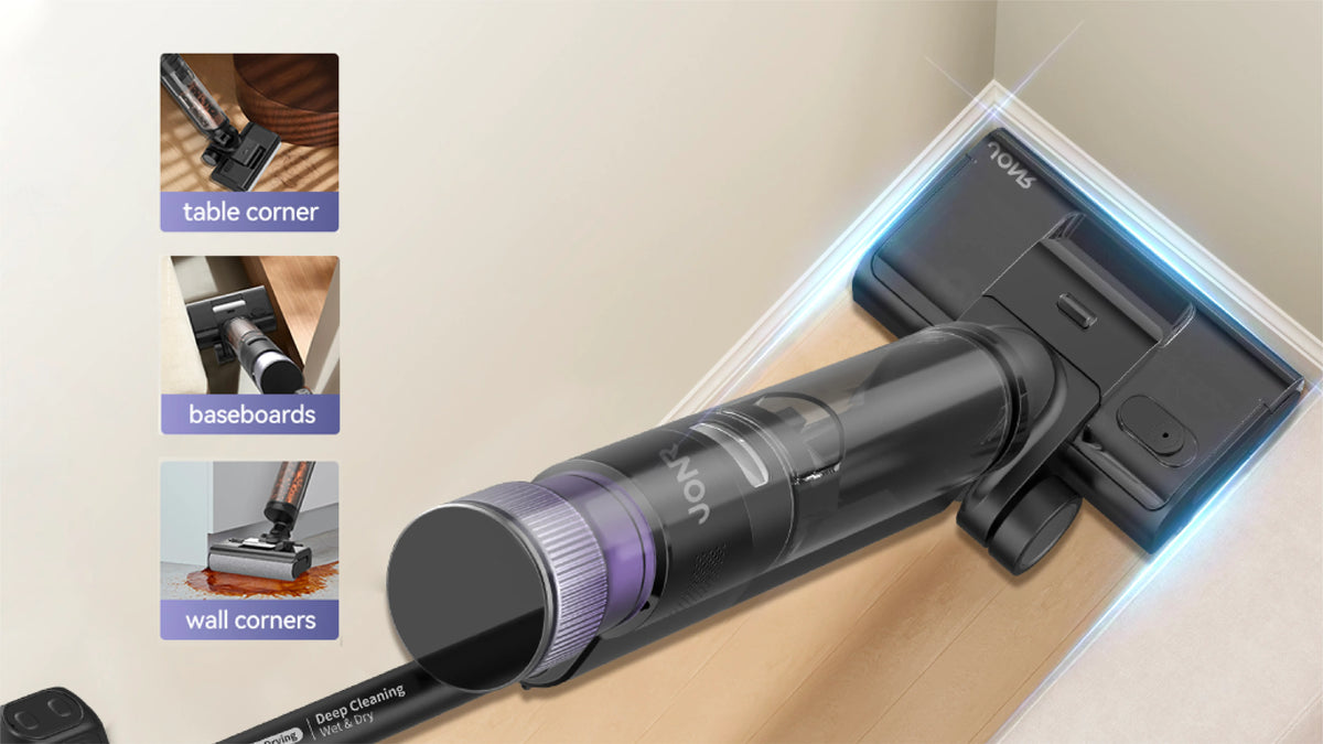 JONR ED12 Pro Max cleaning under sofa with lie-flat design